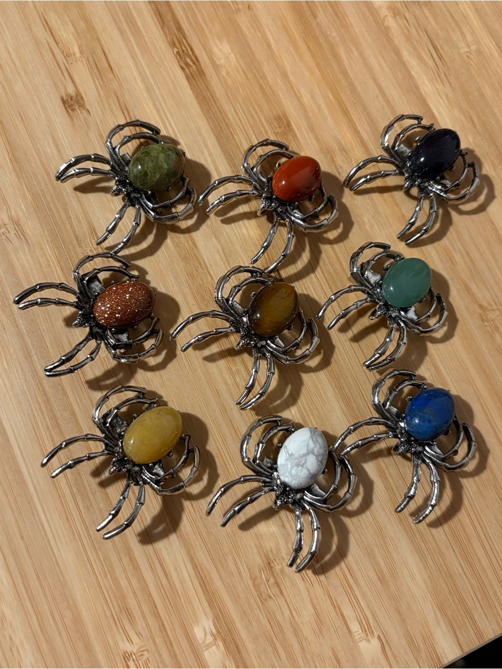 Unakite Jasper Spider Brooch
Silver-Tone Spider Pin Gemstone - Picture 5 of 5